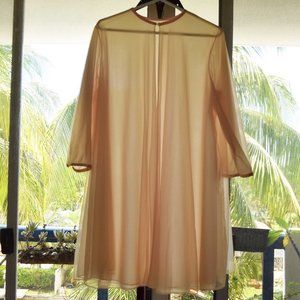 Vanity Fair Robe 2 Layer Peignoir 38 Chiffon Peach Vintage 1950s Hollywood Glam